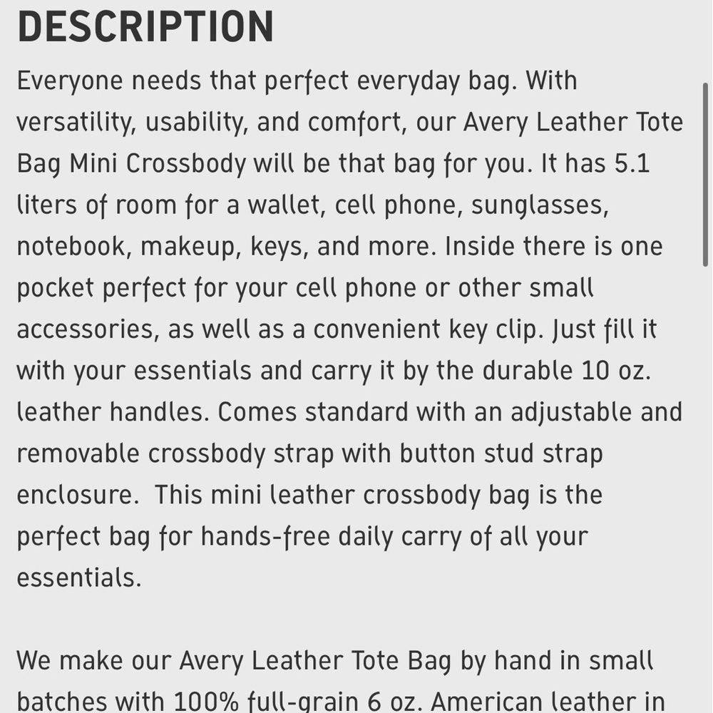 Go Forth Goods Avery Leather Tote Bag- Mini Crossbody- color: Peanut Bison - Picture 9 of 10